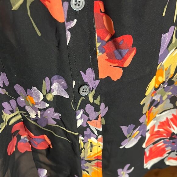 Sz 6 Ellen Tracy Black and Red Sleeveless Notched Collar Blouse 18.5” P2P - Picture 5 of 11